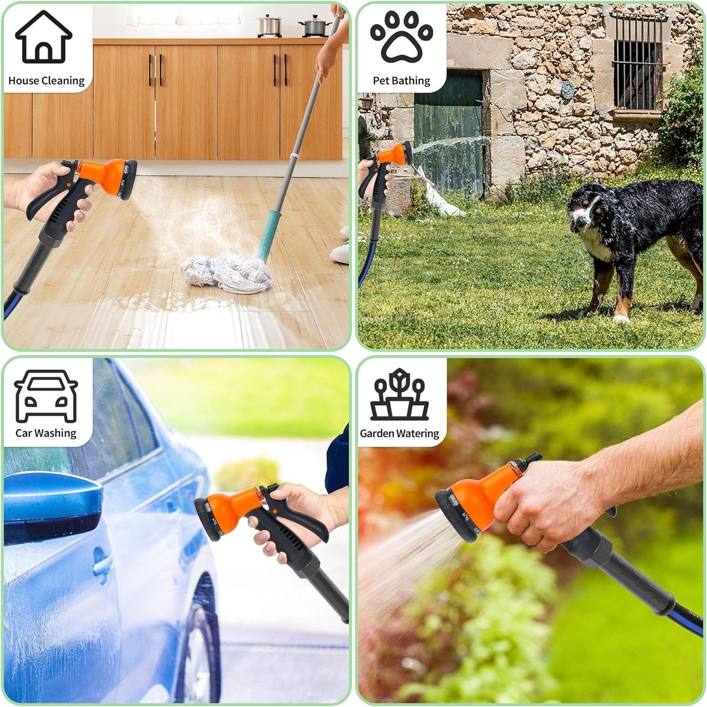 25 FT Garden Hose, Flexible No Kink Heavy Duty Garden Water Hose Flex Copper Bullet Collapsible Washer Rubber Hose 5/8 Soft Lightweight Outdoor Waterhose Manguera Para Jardin