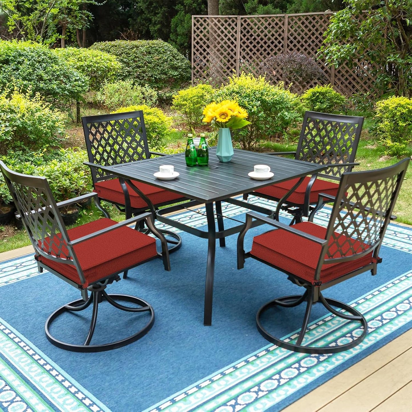 LVTXIII Patio Chair Cushions 19"x19"x3", Water-Repellent Outdoor Seat Cushions for Patio Furniture, Square Chair Pads with Ties for Home Garden Decoration, Set of 2, Brick Red