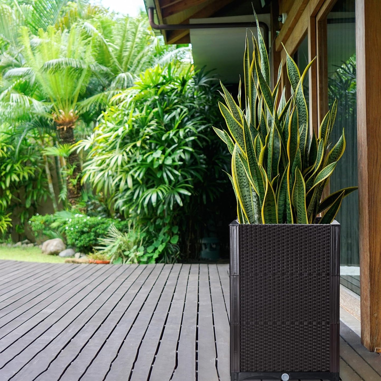 D'vine Dev Raised Patio Planter Box - Elevated Planter with Drainage Plug Raised Garden Beds for Growing Flowers, Herbs, Vegetables - Outdoor Standing Gardening Kit, Set of 1, RGB-D-1