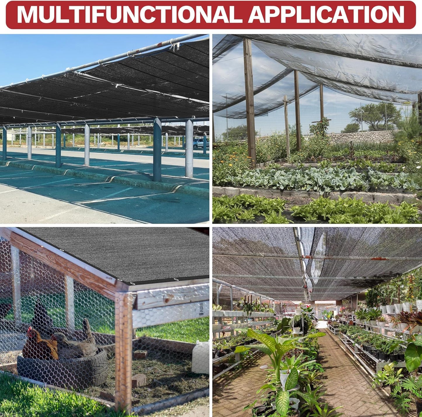 ShadeMart 50% Shade Cloth for Patio, Black 12FT x 12FT Shade Cover with Upgrade Grommets and Zip Ties, Mesh Sunblock for Plant, Vegetables, Chicken, Dog, Greenhouse, Pergola (We Make Custom Size)