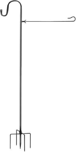 Garden Flag Stand and Shepherd Hook,76 Inch Garden Flag Pole Holder with one Tiger Clip and two Spring Stoppers for Bird-Feeder Lantern Plant-Hook Garden-Stake Seasonal Flags 1 Pack
