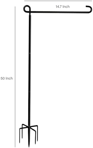 Garden Flag Stand-Holder-Pole High 50 Inch with 5 Prong Base Garden Flag Stopper and Anti-Wind Clip for Small Garden Flags 12 x 18,Decorative Flags,Yard Flags,Seasonal Flags
