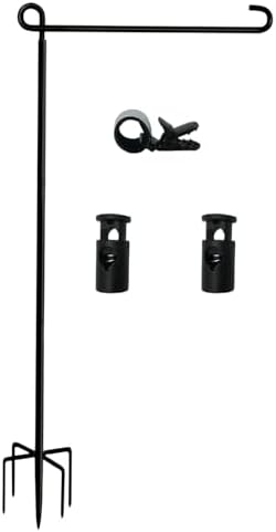 Garden Flag Stand-Holder-Pole High 50 Inch with 5 Prong Base Garden Flag Stopper and Anti-Wind Clip for Small Garden Flags 12 x 18,Decorative Flags,Yard Flags,Seasonal Flags