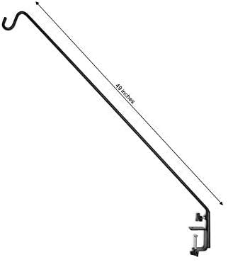Ashman Deck Hook (2 Pack, 49-Inch Deck Hook), Double Forged Solid Metal Single Piece Rod, Ideal for Bird Feeders, Plant Hangers, Coconut Shell Hanging Baskets, and Lanterns.