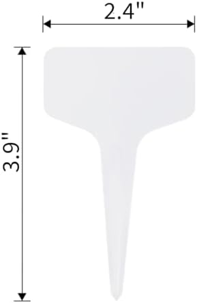 T-Type Plastic Plant Labels | Reusable Waterproof | Weather Resistant Nursery Garden Tags for Seedlings, Seed Starting, Pots, and Indoor Herb Beds (100-Pack, White - Tags Only, NO Pen)
