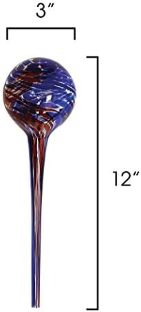 Maxam Wyndham House, 2 Piece Watering Globe Set, Colorful Hand-Blown Glass Plant Watering System