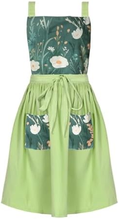 Aprons for Women with Pockets, Vintage Pinafore Apron for Kitchen Gardening