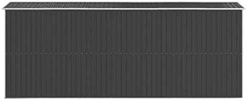 Galvanized Steel Garden Shed Anthracite, Large Outdoor Tool Storage with Sliding Gate and Vent for Pool Equipment, Lawnmower, and Garden Tools