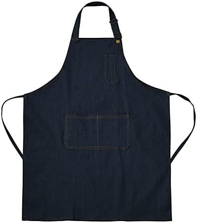 Tosewever Canvas Cross Back Chef Cotton Aprons for Men Women with Large Pockets