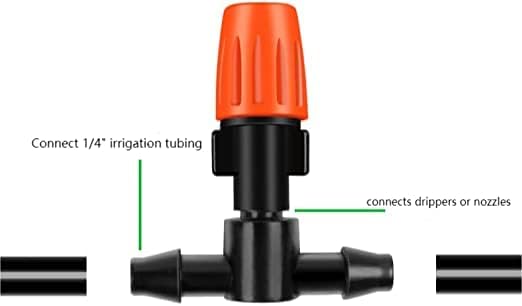 50pcs Adjustable Drip Spray Emitters: 1/4" Barbed Tee Fittings for Garden