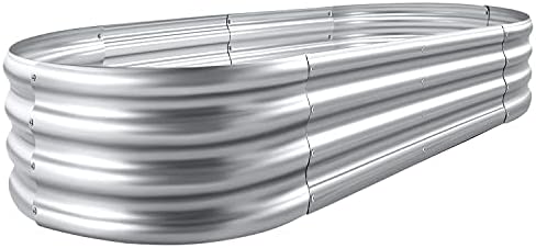 Land Guard Galvanized Raised Garden Bed Kit, Galvanized Planter Garden Boxes Outdoor, Oval Large Metal Raised Garden Beds for Vegetables…………