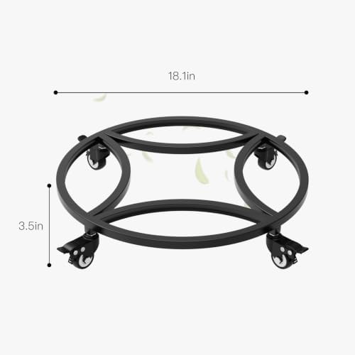 Zhongma 2 Pack Round Plant Caddy with Wheels, Dia.18"x3.5"H Fully Assembled