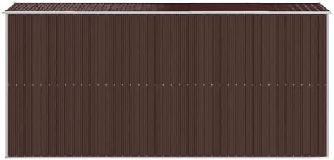 Gecheer Large Galvanized Steel Garden Shed 6.3x14.4x7.3ft, Dark Brown Outdoor Storage House with Sliding Door & Vent for Lawn Mower, Pool Equipment, Tools and Garden Accessories