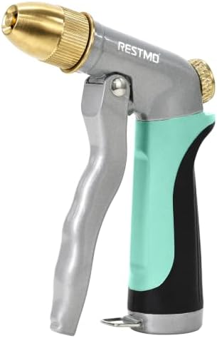 RESTMO Metal Water Hose Nozzle, High Pressure Garden Sprayer, Cyan