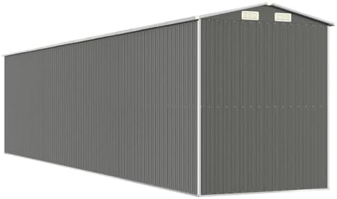 Light Grey Galvanized Steel Garden Shed, 75.6x75.6x87.8 Inch Outdoor Storage for Lawn Mower, Weather-Resistant Bike Storage Shed with Ventilated Design