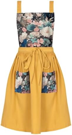 Aprons for Women with Pockets, Vintage Pinafore Apron for Kitchen Gardening