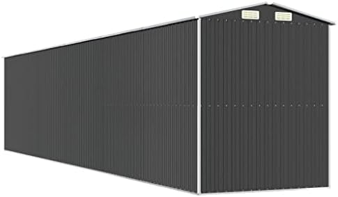 Garden Shed 75.6"x369.3"x87.8" Outdoor Storage House Anthracite Galvanized Steel Tool Shed for Lawn Mowers Pool Equipment and Gardening Supplies