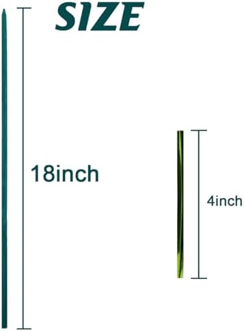 100PCS 18" Wooden Garden Stakes with 100PCS 4" Garden Ties, Green Bamboo Sticks, Floral Plant Support, Tomato Stakes