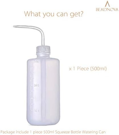 BEADNOVA Irrigation Bottle 500ml 17oz Indoor Plant Watering Can Water Squirt Bottle Plastic Rinse Bottle for Eyelash Extensions Eye Wash Tattoo Lab (1pc)