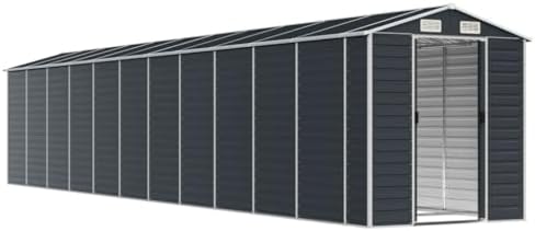 Anthracite Galvanized Steel Large Garden Shed with Ventilated Design for Heavy Duty Storage, Compact Rectangular Outdoor Shed for Tools and Supplies, Durable All Weather