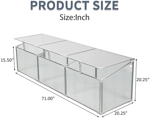 Polycarbonate Greenhouse for Outdoors, Mini Cold Frame Plant Shelter, with Openable Roof, Sturdy Aluminum Frame, Translucent Panels for Balcony, Patio, Garden Herbs