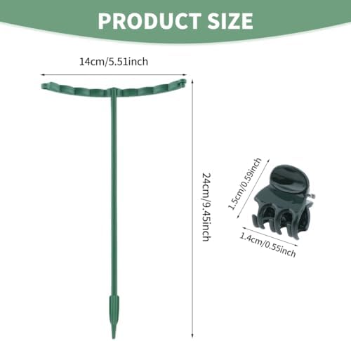 12Pack Plant Support Stake Half Round Plant Support Ring with 20 Pcs Clips