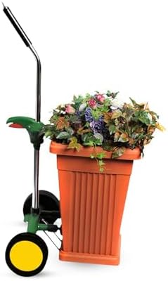 Heavy Duty Plant Dolly Caddy - Pot Mover for Garden w/ 165 lb Capacity, Flat-Free Wheels & Suction Cups | Adjustable Handle, Floor Protection