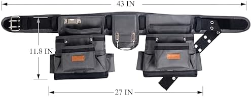 Magnetic Tool Belt with Air-Mesh Padded,22 Pockets Heavy Duty Tool Belts for Men/Construction/Carpenter/DIY'er/Electrician.Double layer thickened polyester fiber with waterproof coating.