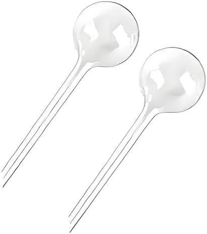 Plant Watering Globes, 2Pcs Plastic Plant Automatic Water Bulbs Flower Self Feeder Balls Irrigation Device Auto Waterer Planter Insert Stakes for Indoor Outdoor Garden Potted