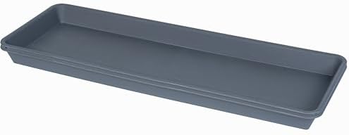 VUWEZ 2 Pack of Plastic Plant Tray Saucer Rectangular 14 inch, Plant Trays Saucers for Indoors Outdoor, Plant Water Drip Tray for Flower Pot Planter, Windowsill Plant Tray (6.8 X 14.5'', Gray)