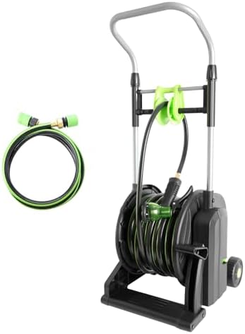 Pedal Hose Reel Cart with 82 ft of 1/2" Hose, Portable Water Hose Reel with Wheels, Garden Mobile Tools for Outside, Garden, Yard, Lawn