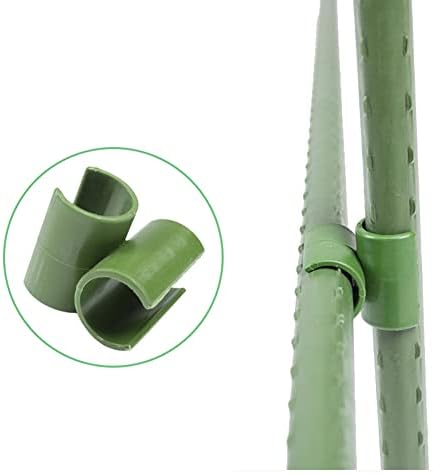 luzen 50Pcs Garden Plant Trellis Connector Clip Cross Plastic Connector Buckle Clip for Gardening Stakes Plant Supports, Green (16mm)