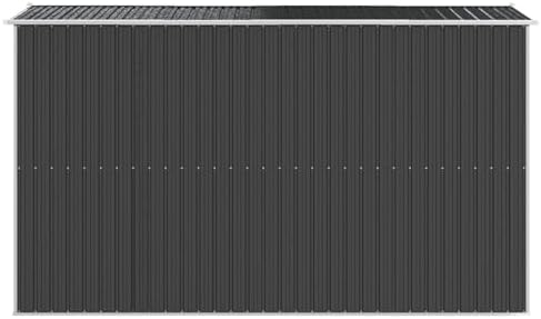 Gecheer Large Metal Garden Storage Shed 192x357x223cm Anthracite Galvanized Steel Outdoor Tool House with Sliding Door and Vent for Lawn Mower Pool Equipment