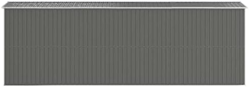 Light Grey Galvanized Steel Large Sliding Components Garden Shed, Spacious Outdoor Storage for Tools and Pool Gear, Durable Water-Resistant Steel Construction