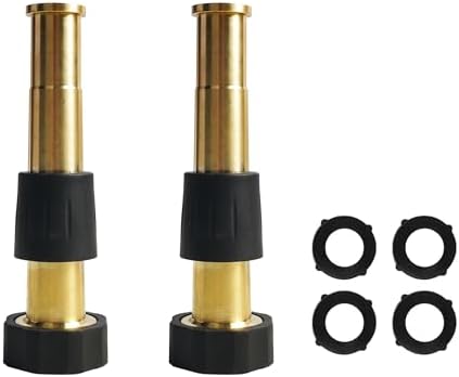 Hourleey 2 Pcs 5" Heavy Duty Brass Nozzles, Brass Jet Sweeper Garden Hose Nozzle, 3/4" GHT Nozzles for Garden Watering, Car and Pet Washing