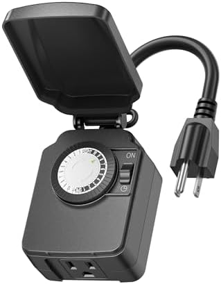 BN-LINK Outdoor 24-Hour Mechanical Timer Outlet, 1 Grounded Outlet