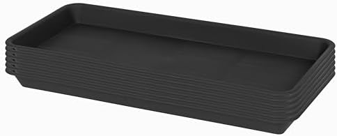 VUWEZ 6 Pack Plastic Plant Tray Saucer Rectangular, Heavy Duty Planter Saucers for Indoors, Plant Water Drip Trays for Flower Pot Planter, Windowsill Pot Tray, Seed Starting Growing Trays