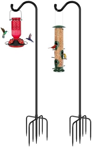 76'' Bird Feeder Pole, 7-Prong Base Shepherds Hook for Outdoor