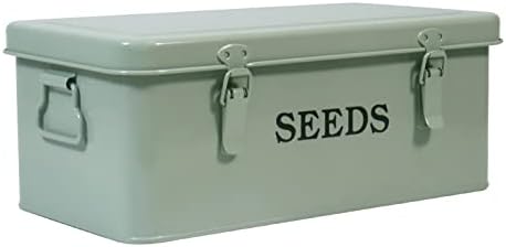 Seed Storage, Metal Seed Box, Seed Storage Organizer Box with Lid & Handle