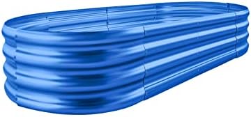 Land Guard Galvanized Raised Garden Bed Kit, Galvanized Planter Raised Garden Boxes Outdoor, Oval Large Metal Raised Garden Beds for Vegetables 4 x 2 x 1ft(1pcs) (Blue)…