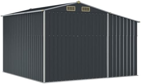 Modern Anthracite Galvanized Steel Garden Shed with PP Large Storage, 4 Air Vents for Effective Ventilation, Weather Resistant Outdoor Shed for Tools Equipment and Firewood