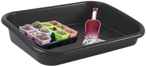 Garden Tidy Tray, Multifunctional One Piece Potting Tray for Seeding, Mixing, Growing and Storage, Succulent and Cactus Soil Potting Mix 23"x16.4"x4.3" (Black)