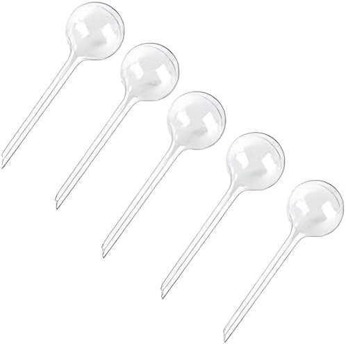 Plant Watering Globes, 2Pcs Plastic Plant Automatic Water Bulbs Flower Self Feeder Balls Irrigation Device Auto Waterer Planter Insert Stakes for Indoor Outdoor Garden Potted