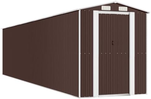 Large Metal Garden Storage Shed, 336 inch Heavy Duty Galvanized Steel Outdoor Utility Shed for Backyard, Lawn, Patio, Dark Brown