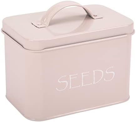 Katai Seed Storage Box – Durable Metal Seed Organizer Storage Box for Gardeners, Complete Seed Packet Storage Box with Lid, Monthly Dividers, 20 Envelopes & Pencil, Compact Seed Saver, Pink Flamingo
