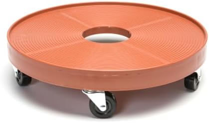 DeVaultEnterprises Devault 16 Inch Plant Dolly Multi-Pack, Heavy Duty Rolling Plant Caddy with Wheels for Large Pots and Planters, 500 lb Capacity, Made in USA (2, Terracotta/Hole)
