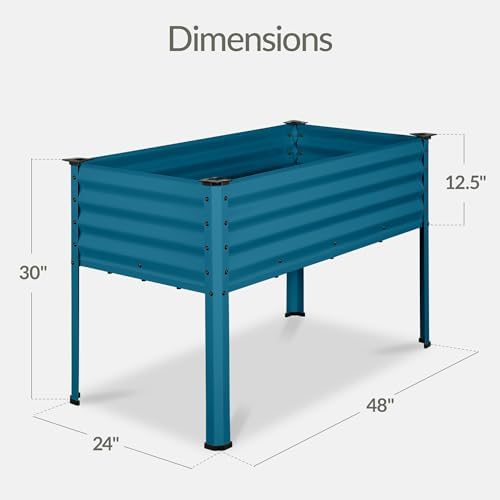 Best Choice Products 48x24x30in Galvanized Raised Garden Bed, Metal Elevated Planter Box, Vegetable Garden for Backyard, Patio, Balcony, 100% Non Toxic Materials - Peacock Blue