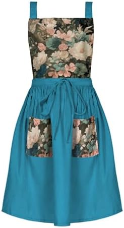 Aprons for Women with Pockets, Vintage Pinafore Apron for Kitchen Gardening