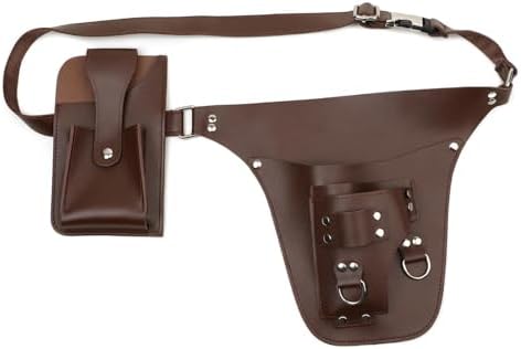 Outdoor Waist Pack Garden Tool Belt Pouch Bag With Multiple Compartments And Adjustable Strap In PU Leather Suitable for gardening yard work planting trimming repairs, Coffee