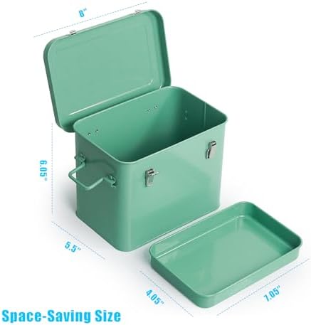 Luwint Seed Storage Organizer, Metal Saving Box Container with Removable Tray, Small Storage Box with Lid for Seeds, Keepsakes, Mini Tools